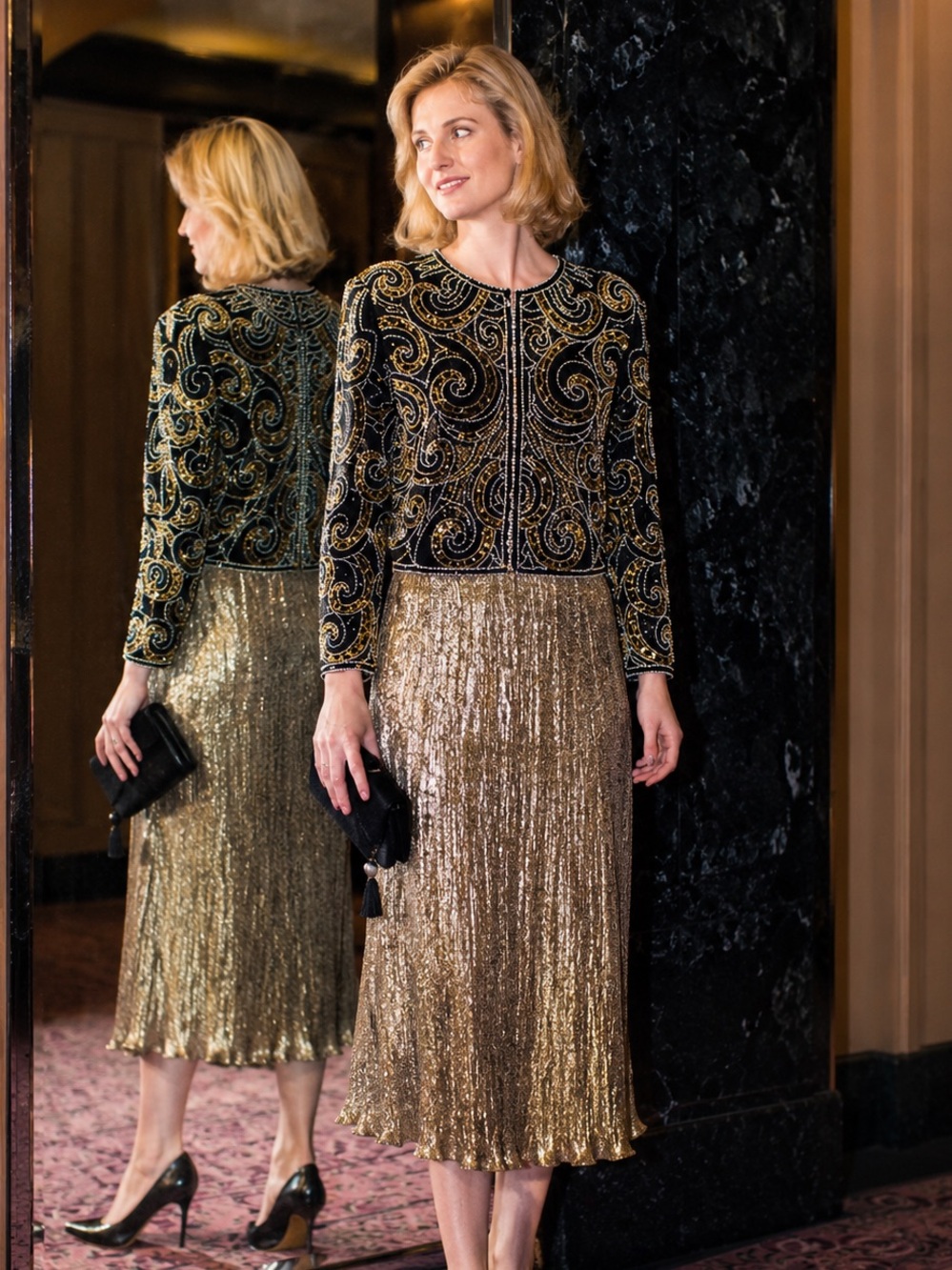Vintage Night Vogue 100% Silk Hand Beaded Sequin Jacket NWT L 10 12